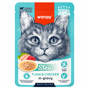 Wanpy Stew Tuna & Chicken In Gravy Adult Cat Pouch
