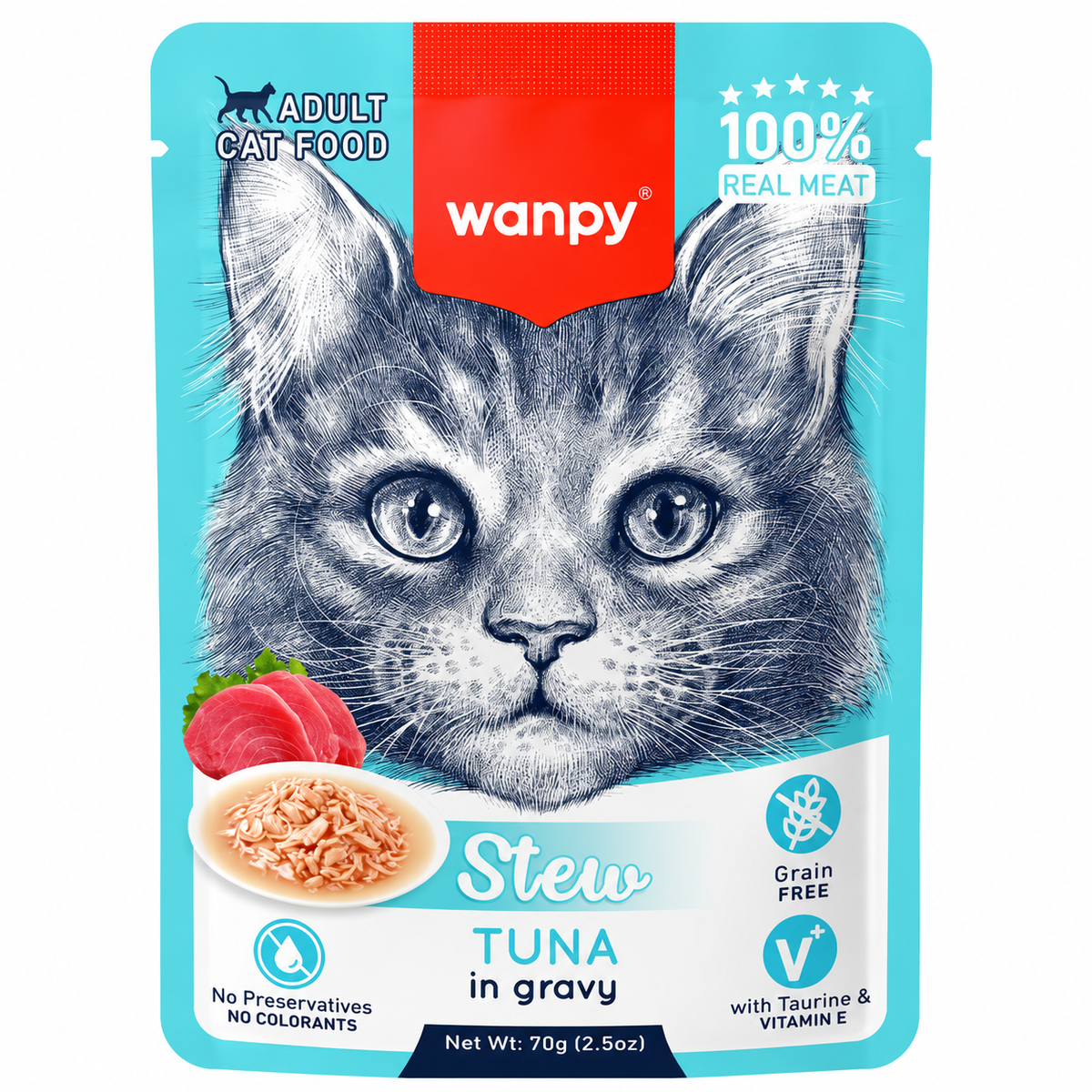 Wanpy Stew Tuna In Gravy Adult Cat Pouch