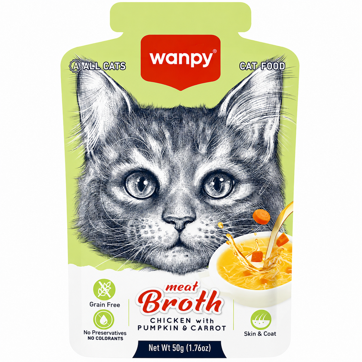 Wanpy Meat Broths Chicken With Pumpkin & Carrot Cat Pouch