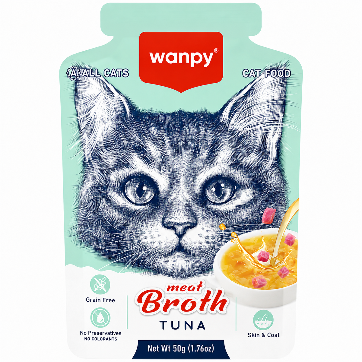 Wanpy Meat Broths Tuna Cat Pouch
