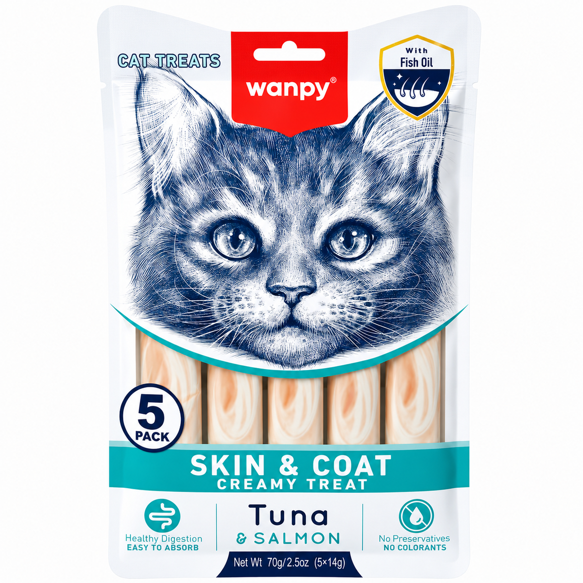 Wanpy Functional Tuna & Salmon Skin & Coat Creamy Treats