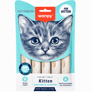 Wanpy Chicken & Codfish Kitten Creamy Treats 5 Pcs