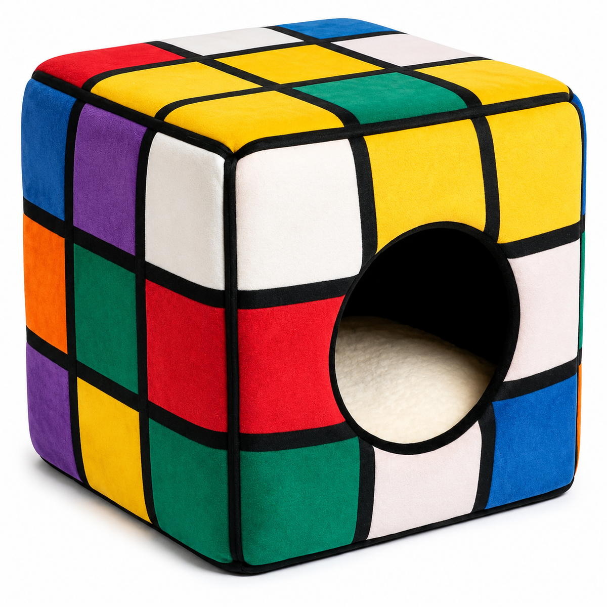 Luxury Cube Cat House with Cushion | 15×15×15 Inch