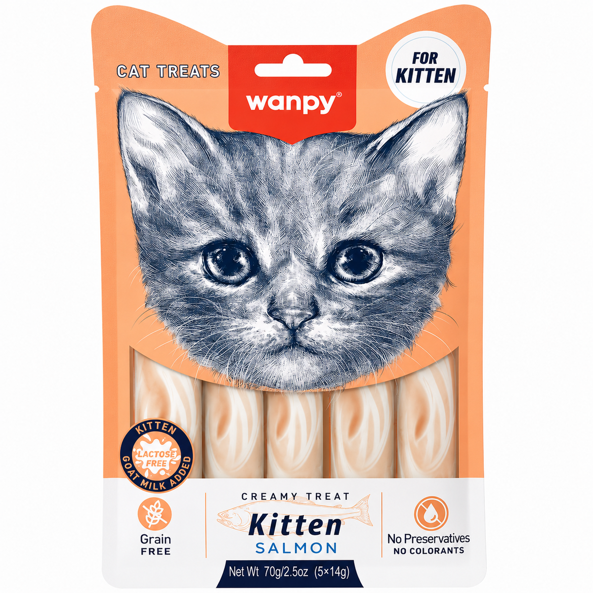 Wanpy Salmon Kitten Creamy Treats 5 Pcs