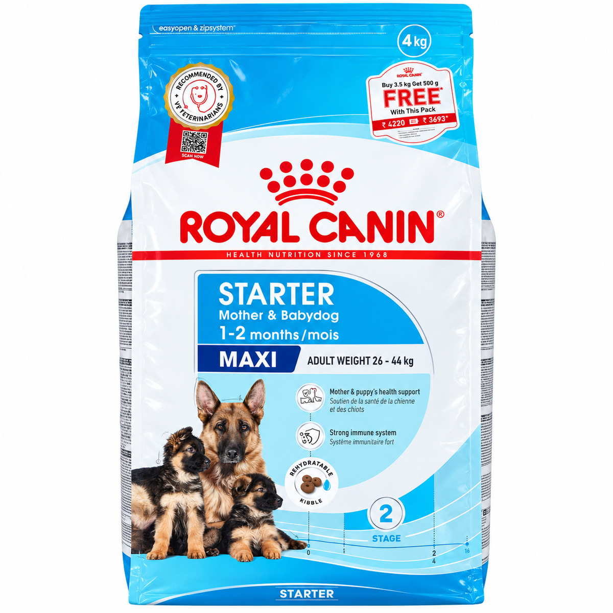 Royal Canin Maxi Starter Mother And Baby Dog Dry Food Buy 3.5 Kg Get 0.5 G Free Inside