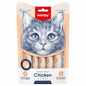 Wanpy Creamy Lickable Chicken & Crab Cat Treats 5 Pcs
