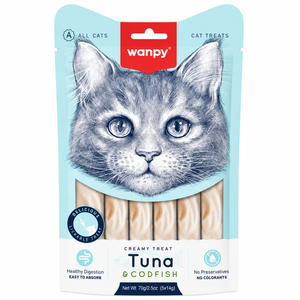 Wanpy Creamy Lickable Tuna & Codfish Cat Treats 5 Pcs