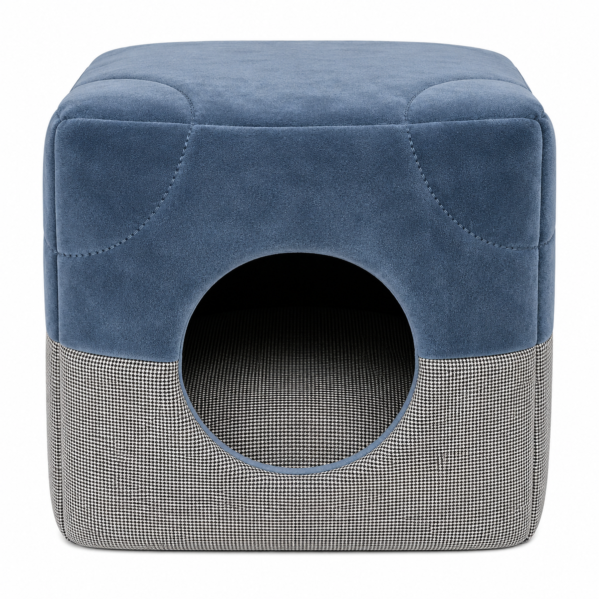 Luxury Cat Cube House – Velvet & Houndstooth by Canes Venatici