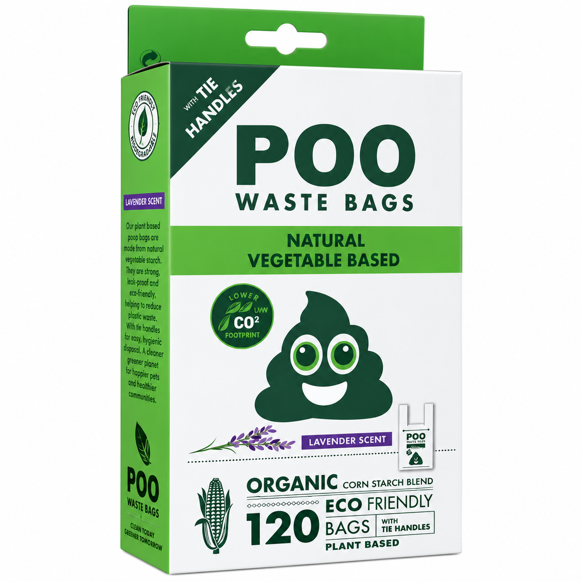 M-Pets Natural Vegetable Based Poo Waste Bags With Tie Handles  - Lavender Scent