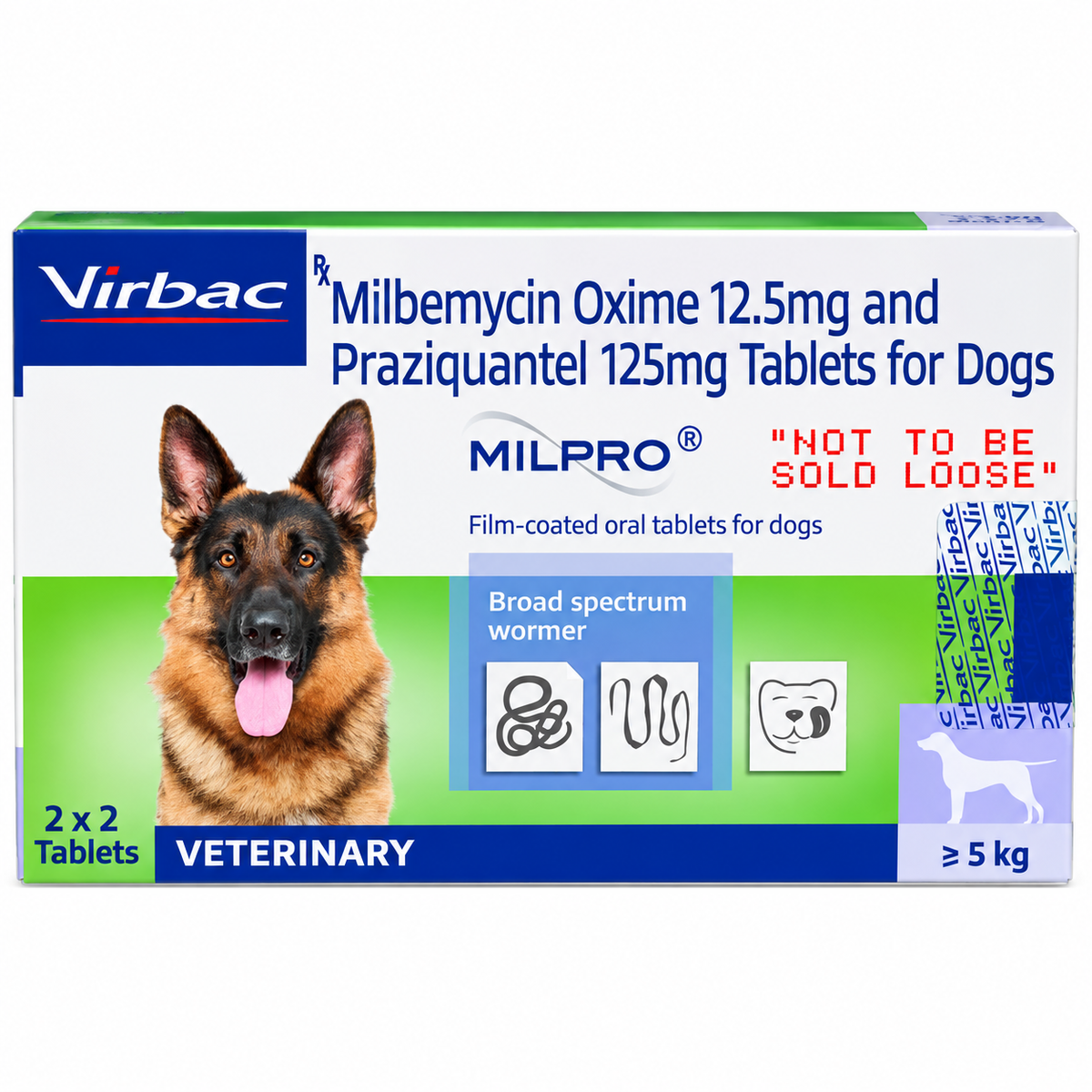 Virbac Milpro 12.5 Mg / 125 Mg Tablets For Dogs 5 Kg And Above