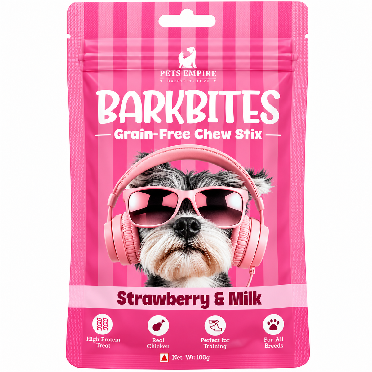 Pets Empire Barkbites Strawberry & Milk Dog Chew Stix