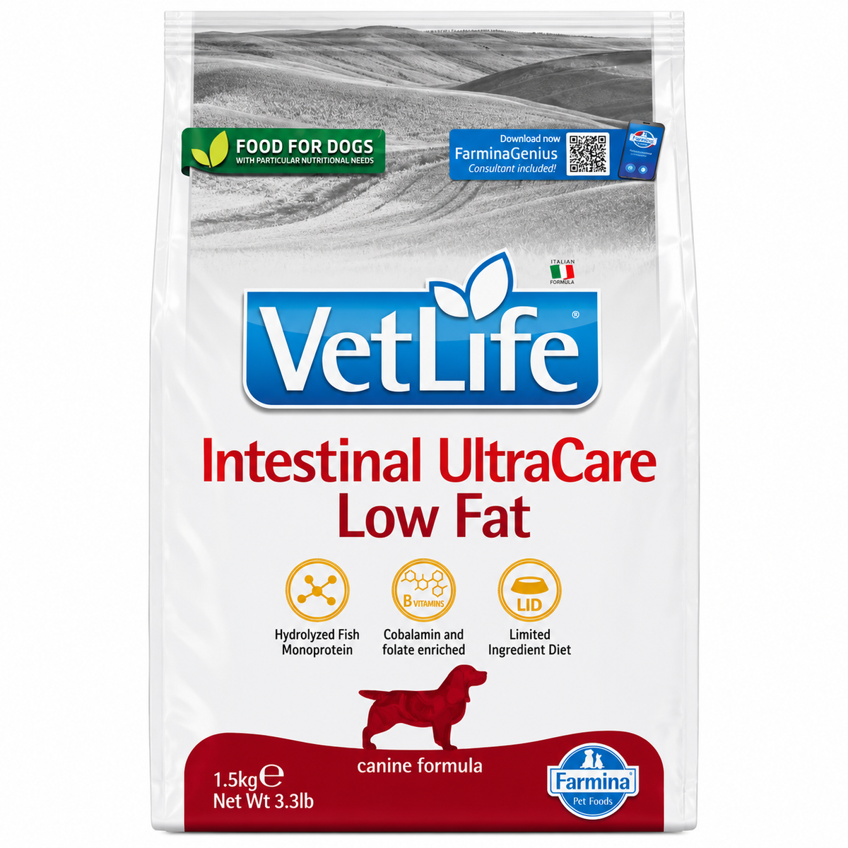 Farmina Vetlife Intestinal Ultracare Low Fat Dog Dry Food