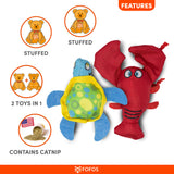 Fofos Turtle With Lobster Summer Cat Toy