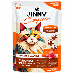 Jinny Skin & Coat Grain Free Tuna Meat Topping Salmon In Jelly Adult Cat Pouch