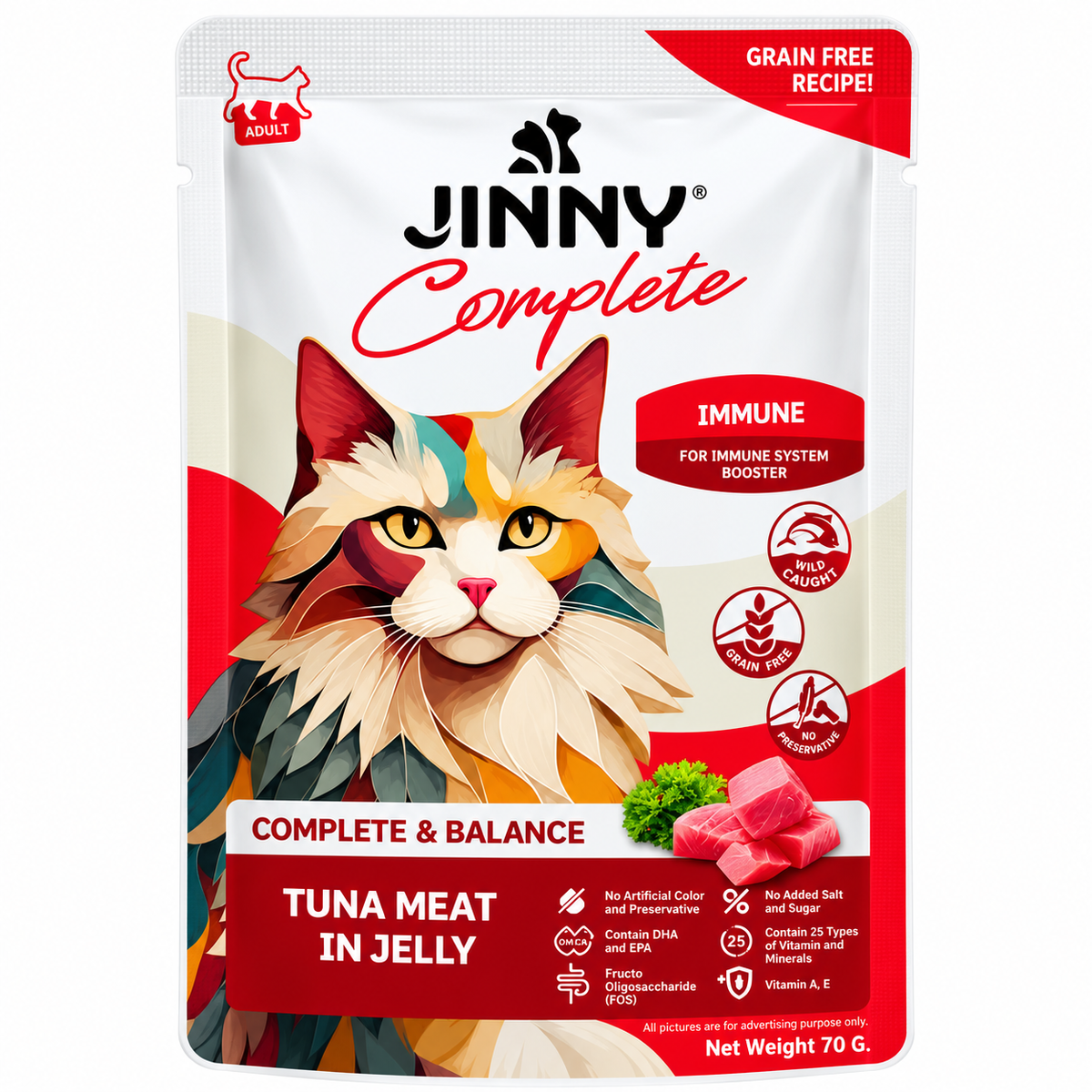 Jinny Immune Grain Free Tuna Meat In Jelly Adult Cat Pouch