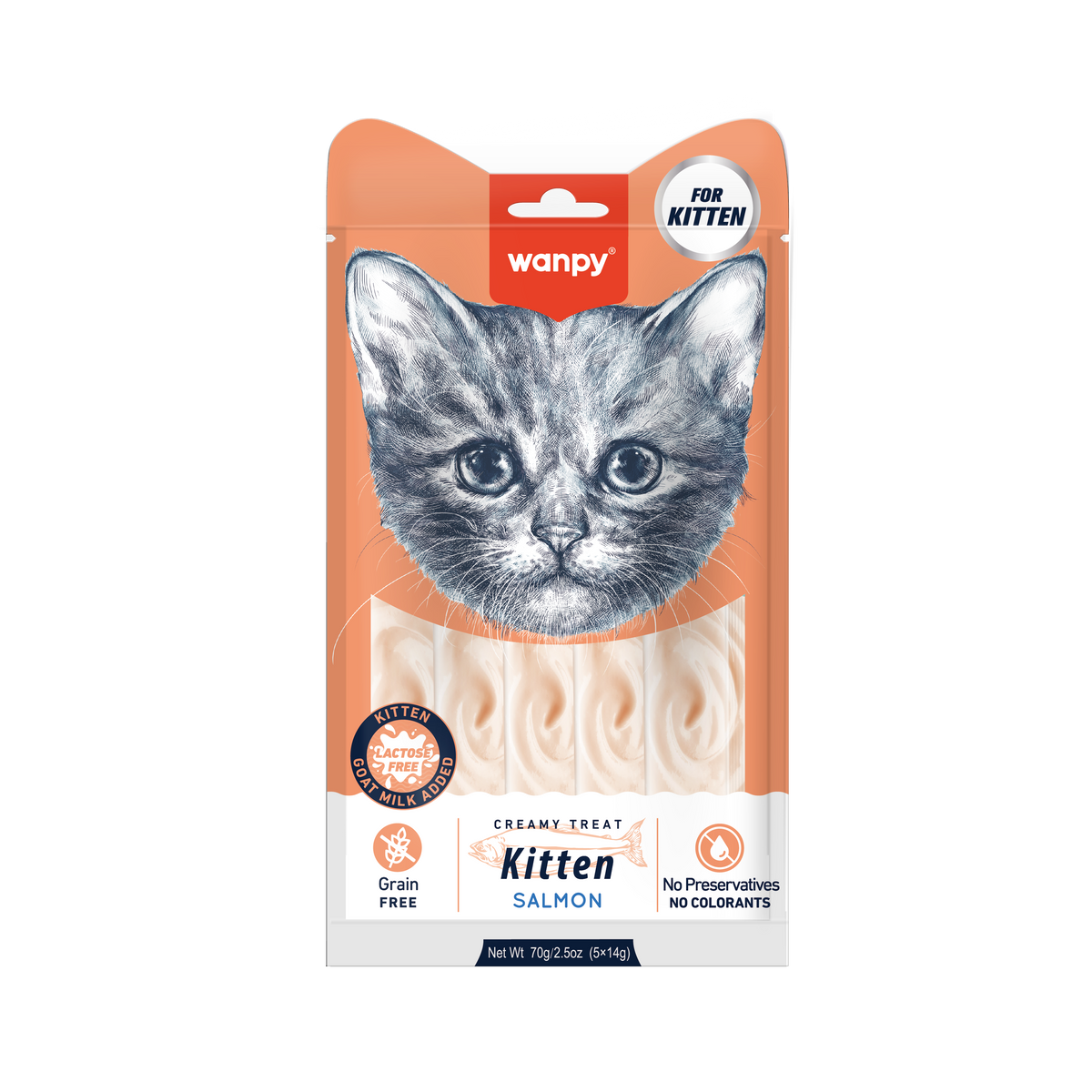 Wanpy Salmon Kitten Creamy Treats 5 Pcs