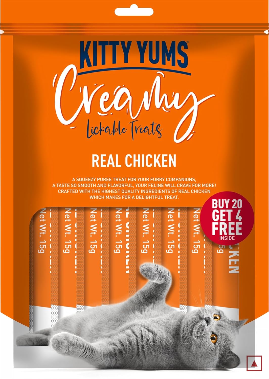 Kitty Yums Creamy Lickable Real Chicken Cat Treats (Buy 20 Get 4 Free)