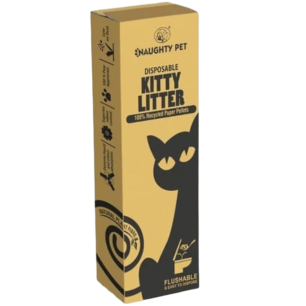Naughty Pet Flushable Recycled Paper Cat Litter – Disposable Pellets