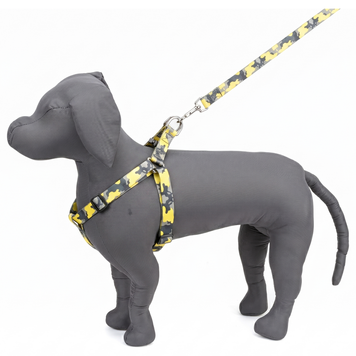 Kennel Leopard Yellow Printed Padded Click Lock Adjustable Harness