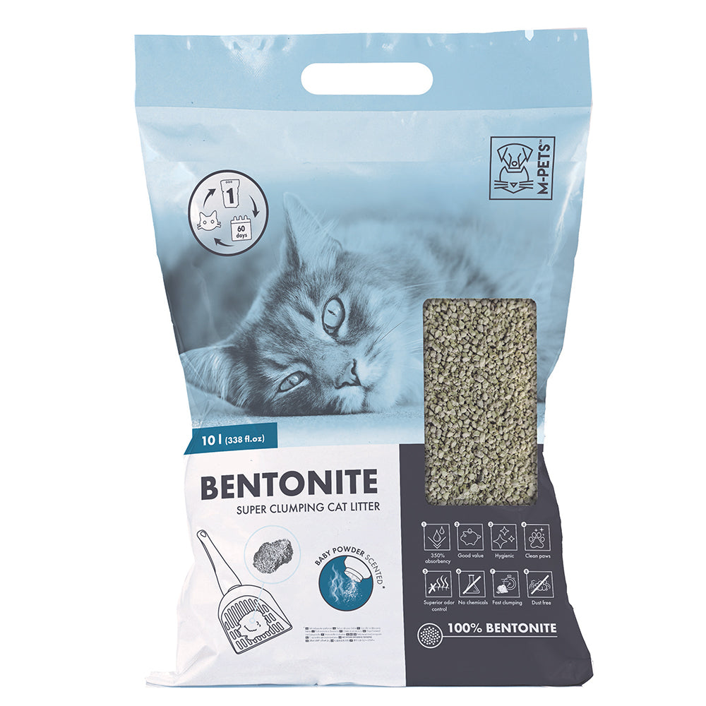 M-Pets Bentonite Super Clumping Cat Litter – Baby Powder Scented (Yellow)