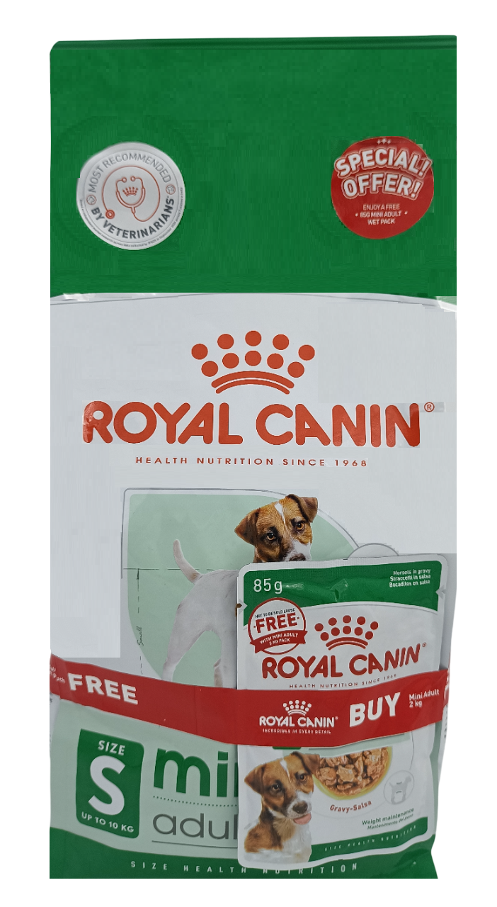 Royal Canin Mini Adult Dog Dry Food 2 kg With Free 85 g Mini Adult Gravy Salsa Pouch
