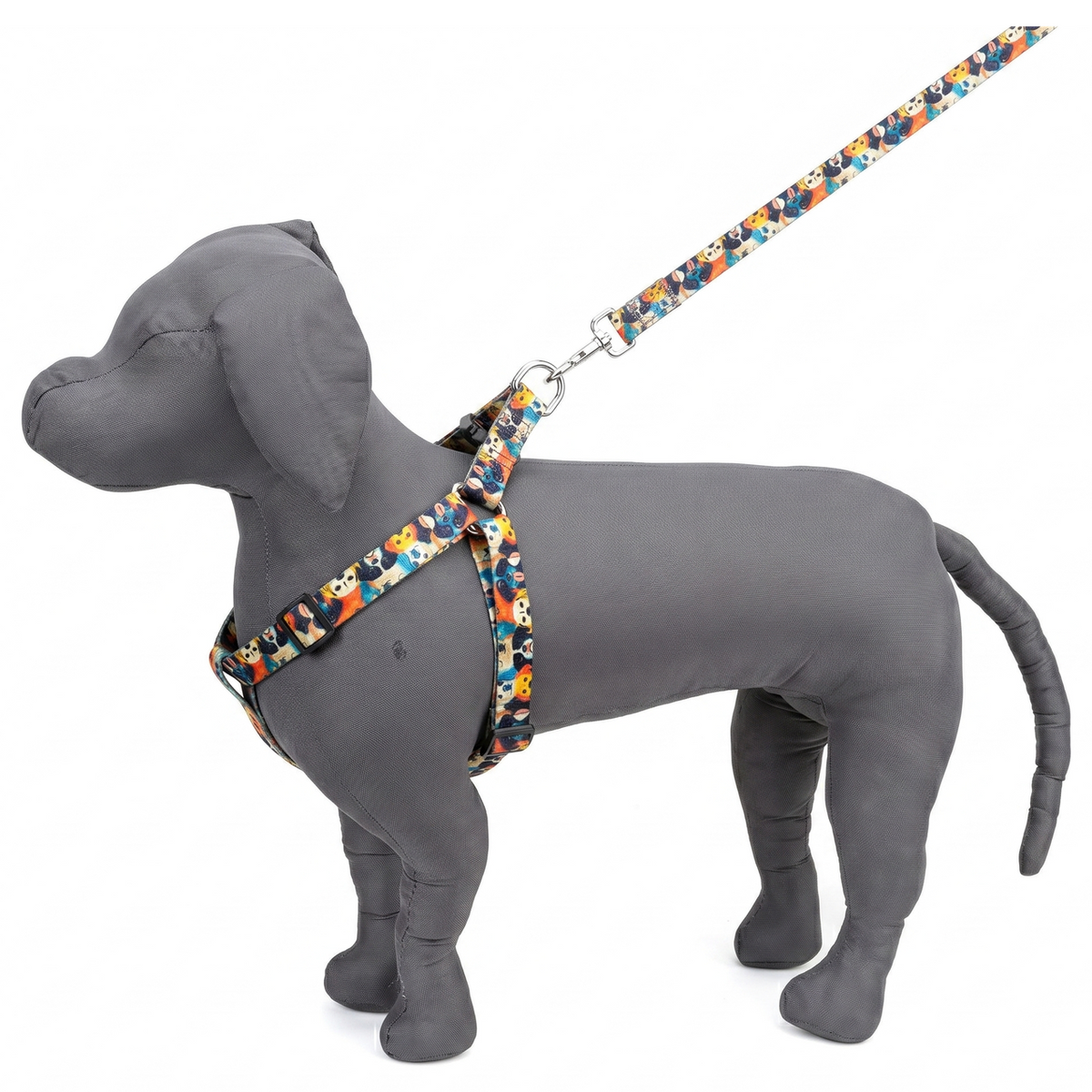 Kennel Multi Face Bright Printed Padded Click Lock Adjustable Harness