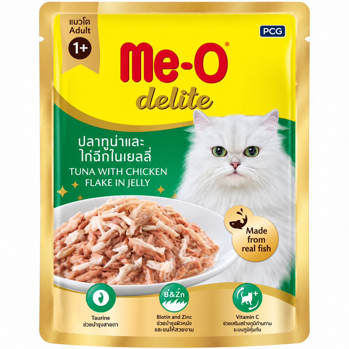 MeO Delite Tuna with Chicken Flake Jelly Adult Cat Pouch