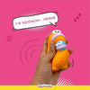 Squeeezys Monster Brother Orange And Blue Latex Dog Toy