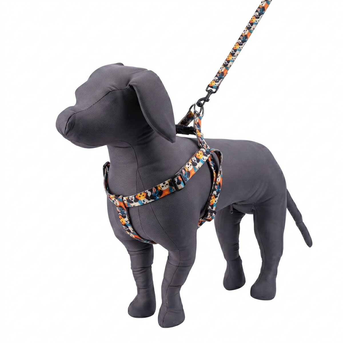 Kennel Multi Face Bright Printed Padded Click Lock Adjustable Harness