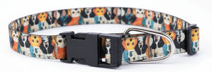 Kennel Adjustable Printed Nylon Dog Collar with Click Buckle – Multi Face Bright Print