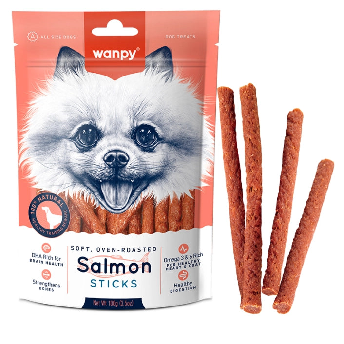Wanpy Soft Oven-Roasted Salmon Sticks - Dog Treats