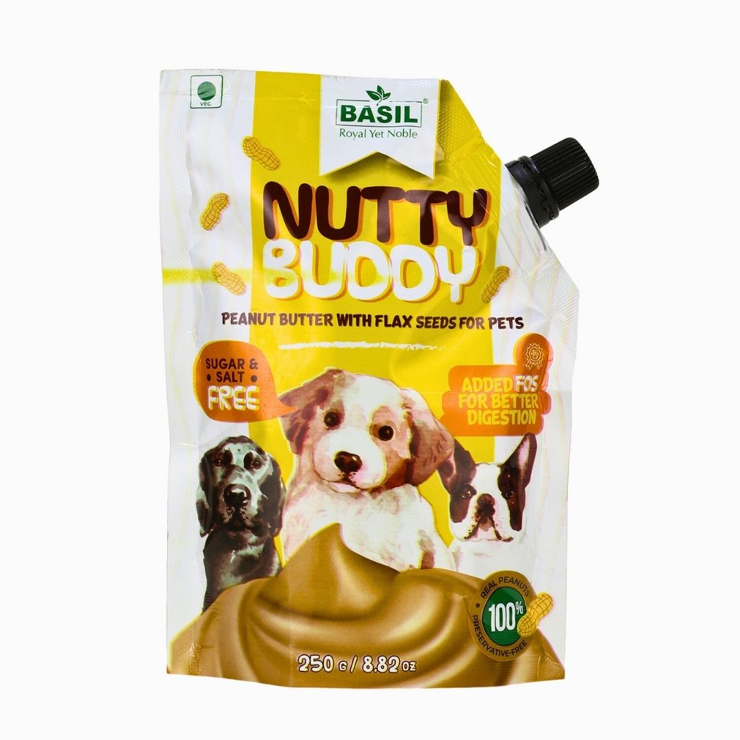 Basil : Nutty Buddy Peanut Butter with Flax Seeds for Dogs & Puppies