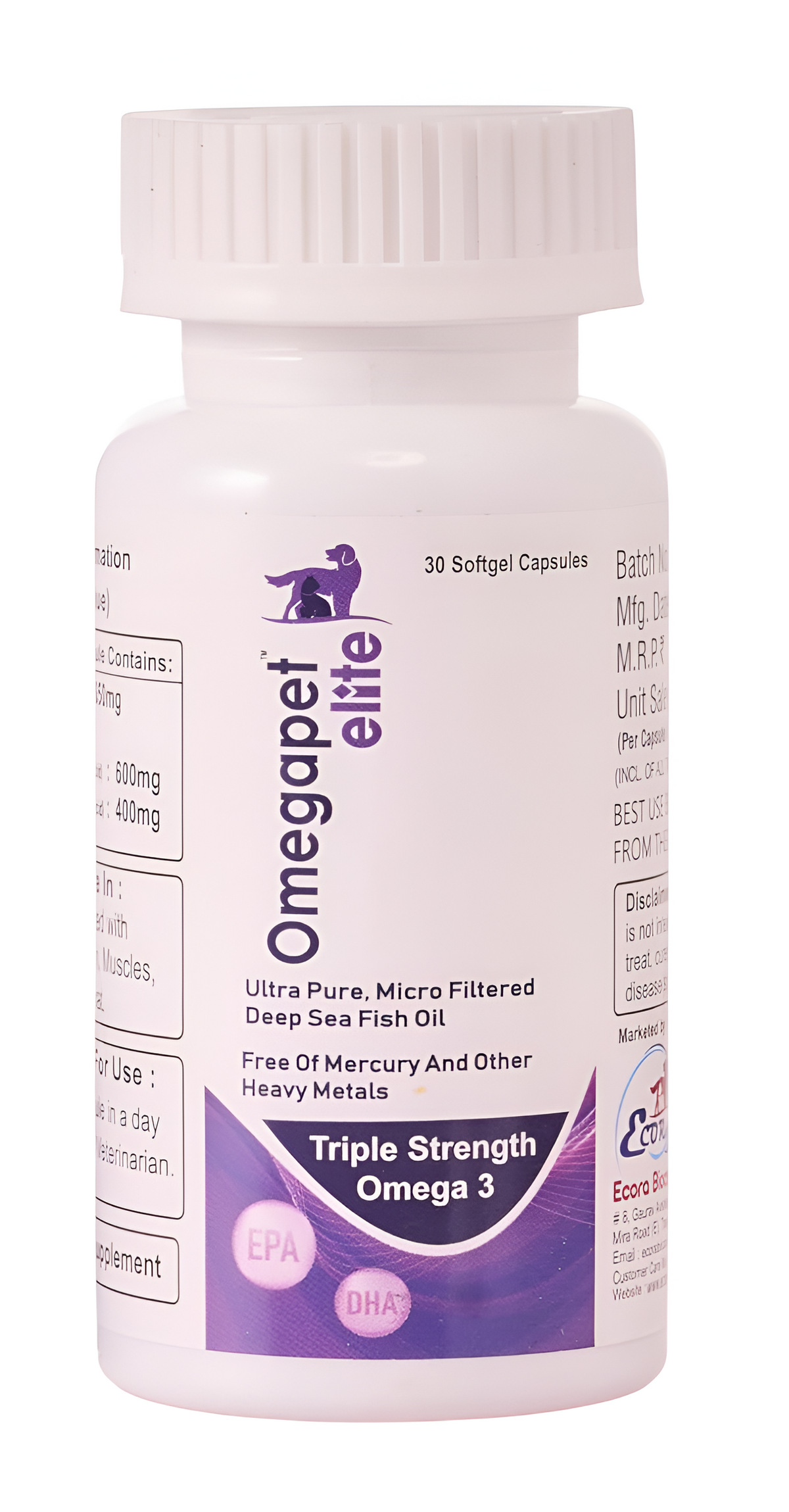MPS Animal Healthcare Omegapet Elite Triple Strenght Omega 3 Fish Oil Softgel Capsules