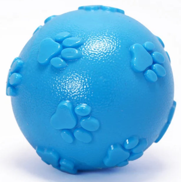 Kennel Rubber Paw Print Ball Dog Toy - Blue