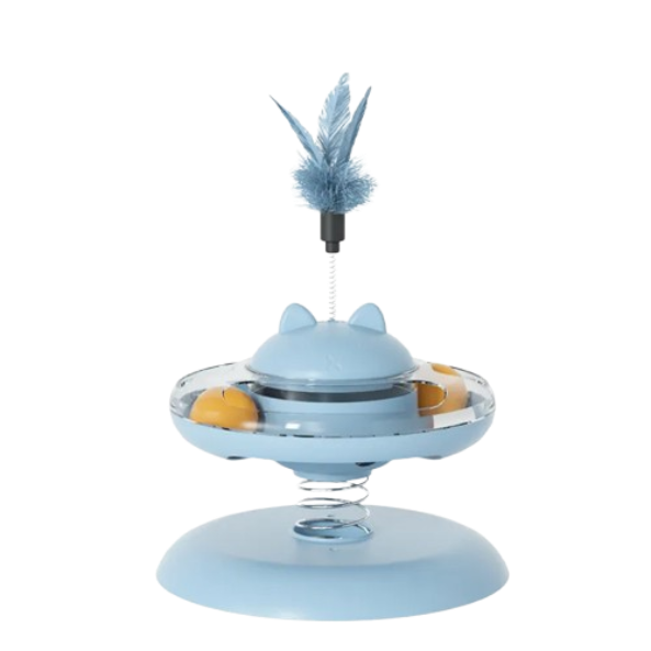 Petropolis Pet Leaky Turntable 3-in-1 Cat Toy with Rocking Spring Layer & Treat Dispenser (Color May Vary)