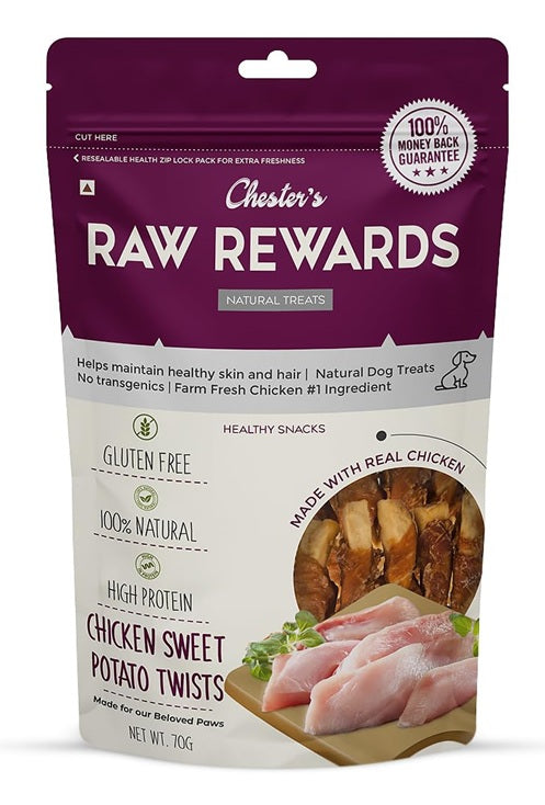 Chester’s : Raw Rewards Chicken Sweet Potato Twists Natural Dog Treats