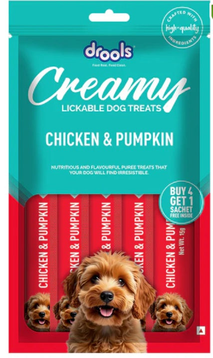 Drools Creamy Lickable Chicken & Pumpkin Dog Treats (Buy 4 Get 1 Free )
