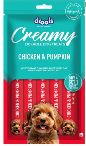 Drools Creamy Lickable Chicken & Pumpkin Dog Treats (Buy 4 Get 1 Free )