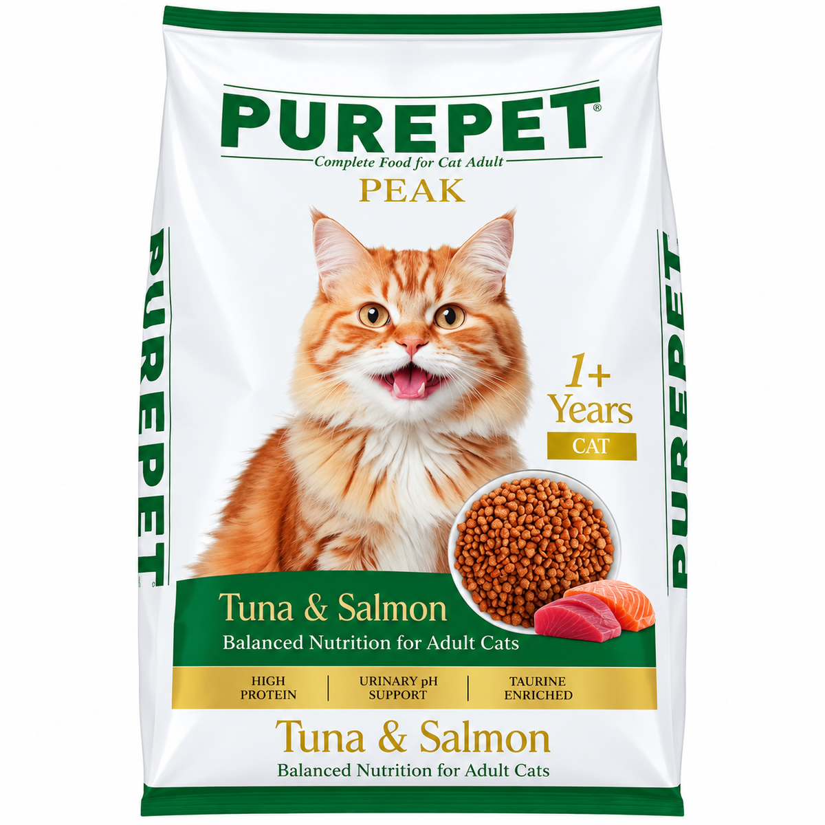 Purepet Peak Tuna & Salmon Adult Cat Dry Food (1 kg + 200 g Free Inside)