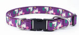 Kennel Adjustable Printed Nylon Dog Collar with Click Buckle – Purple Unicorns Print