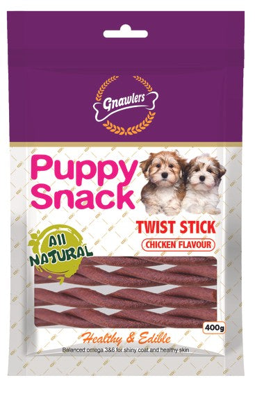 Gnawlers All Natural Puppy Snack Twist Stick – Chicken Flavor