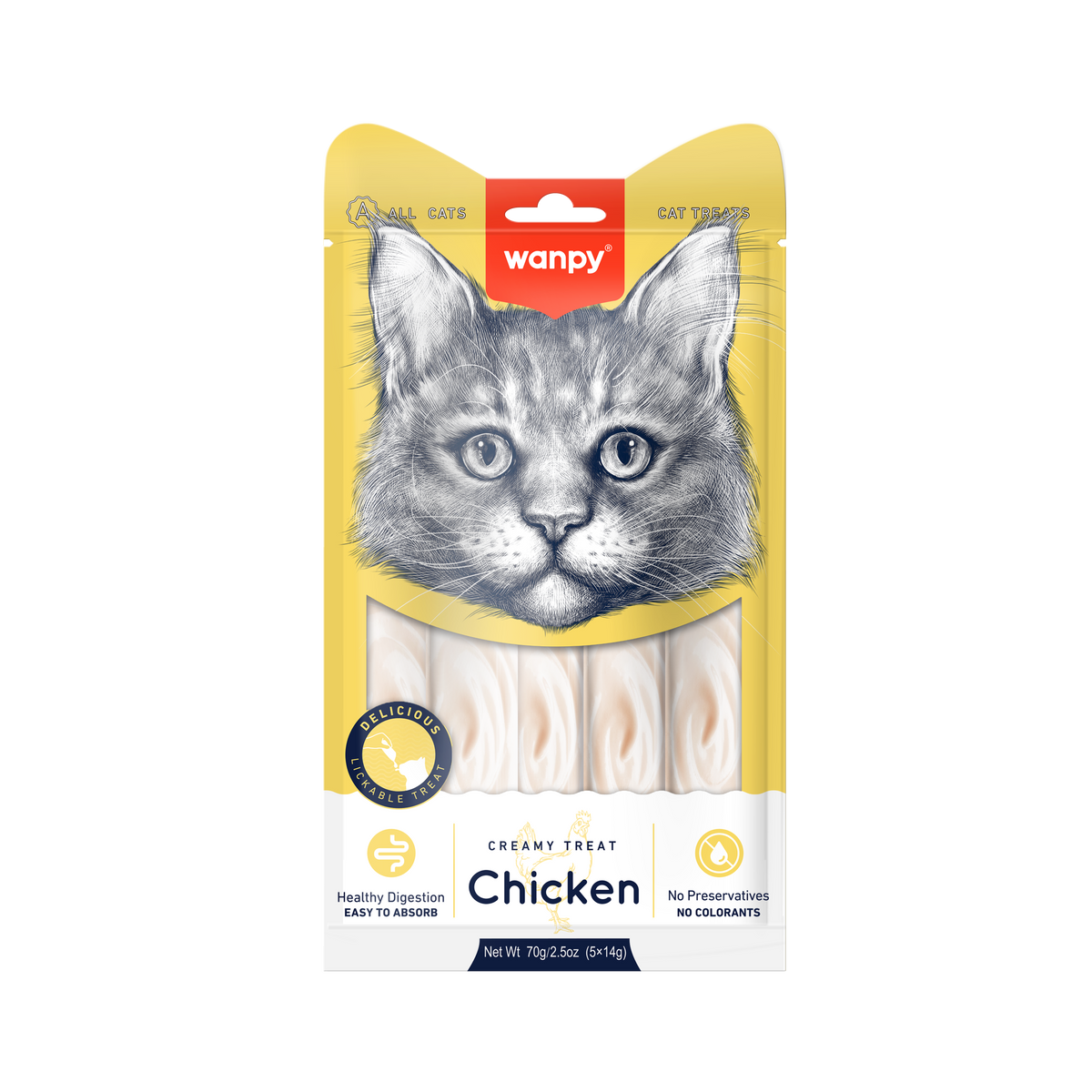 Wanpy Creamy Chicken Flavour Lickable Cat Treats