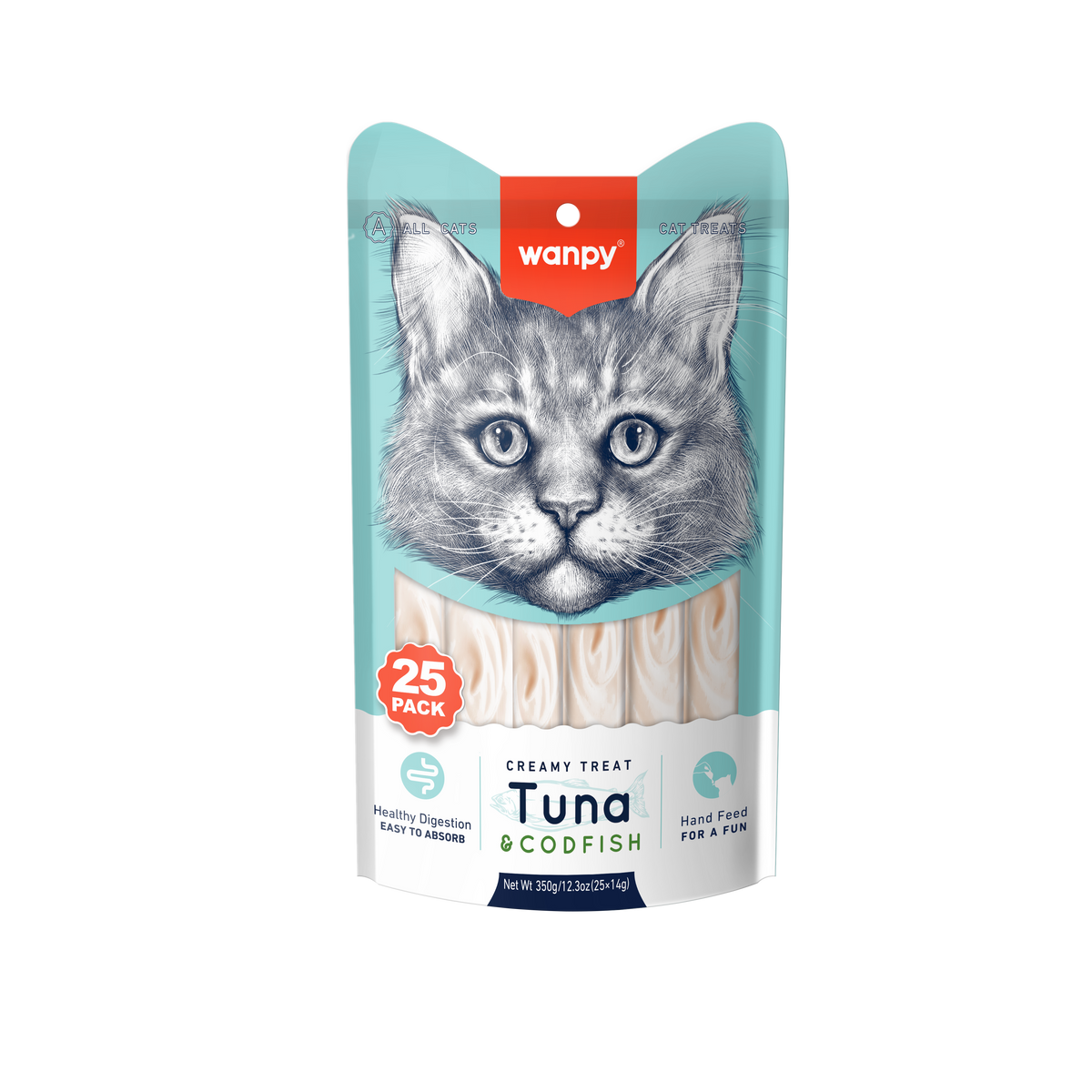 Wanpy Creamy Lickable Tuna & Codfish Cat Treats 5 Pcs