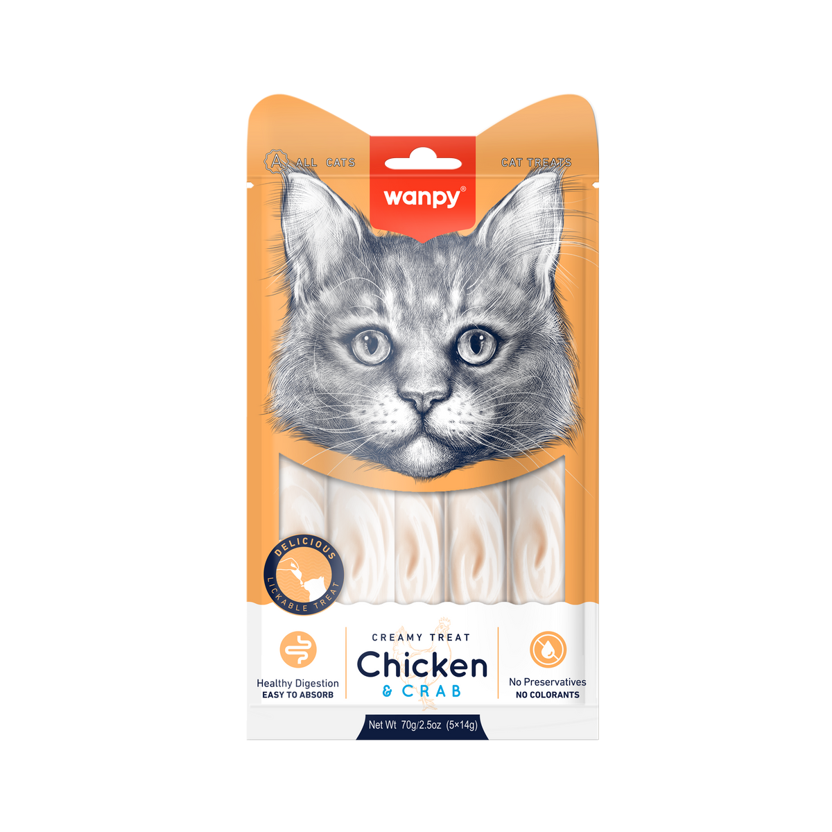 Wanpy Creamy Chicken & Crab Flavour Lickable Cat Treats