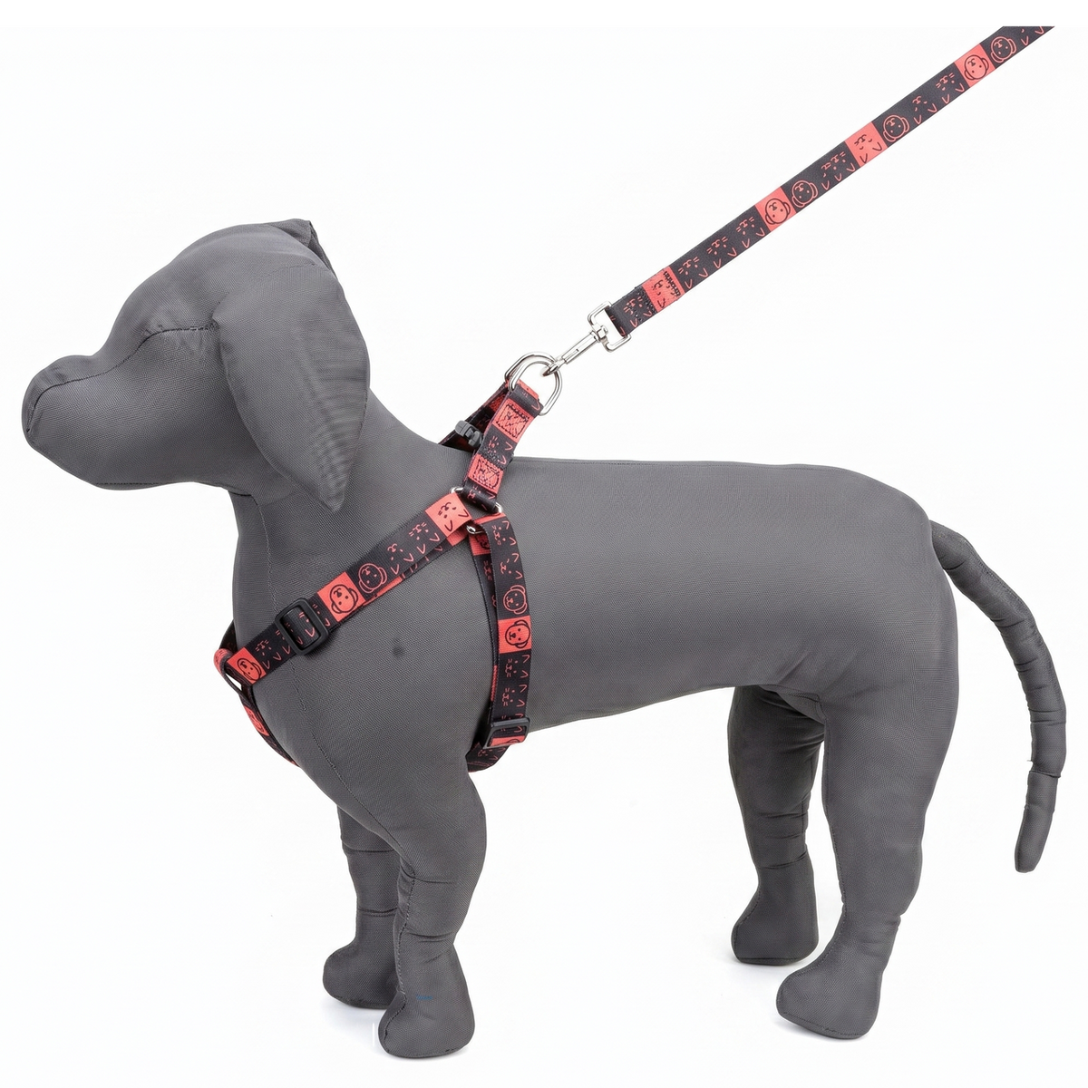 Kennel Red Black Memes Printed Padded Click Lock Adjustable Harness