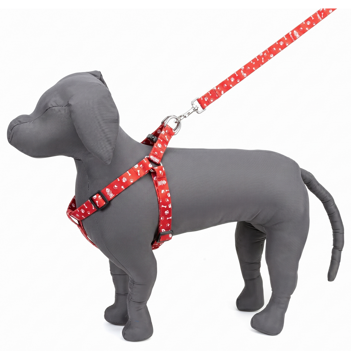 Kennel Red Bones Printed Padded Click Lock Adjustable Harness