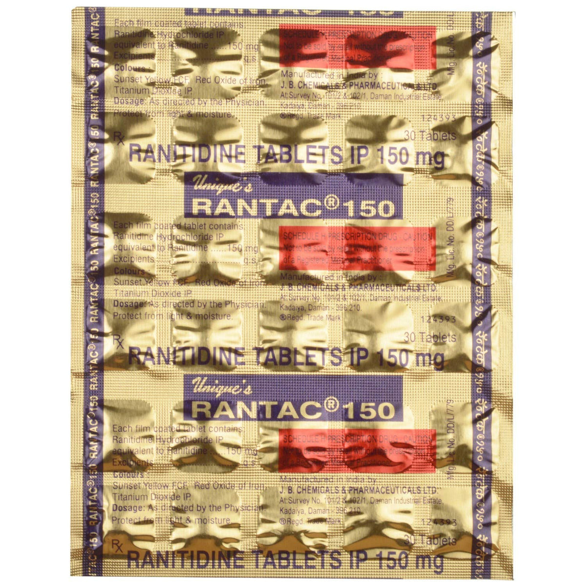 JB Rantac 150mg Tablet