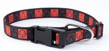 Kennel Adjustable Printed Nylon Dog Collar with Click Buckle – Red Black Memes Print