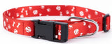 Kennel Adjustable Printed Nylon Dog Collar with Click Buckle – Red Bones Print