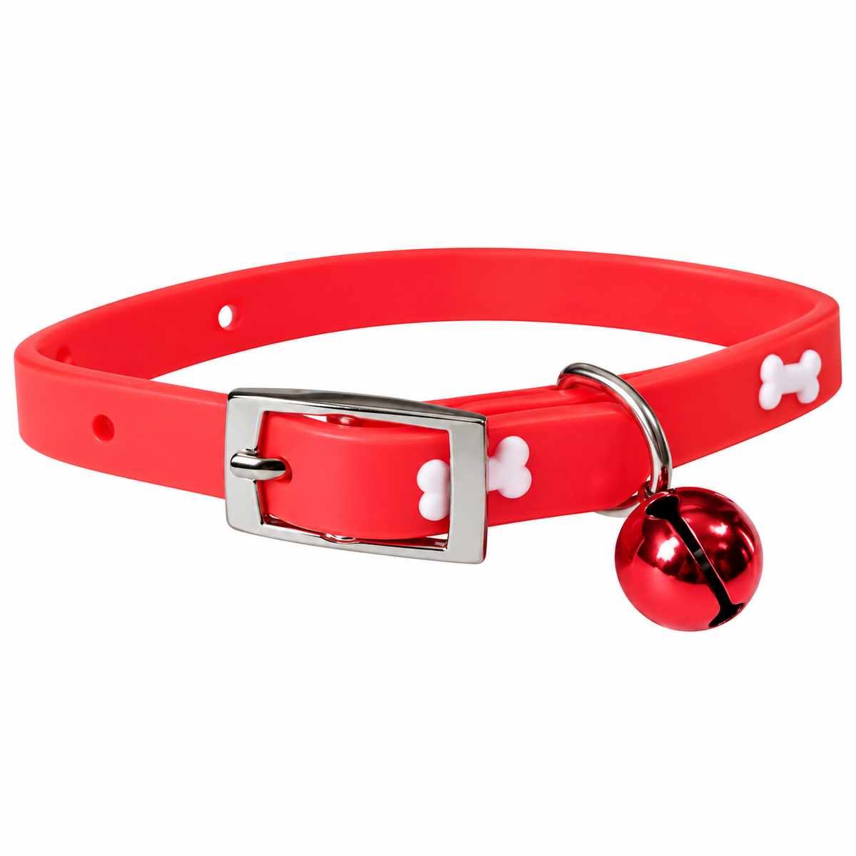 Smarty Pet Adjustable Soft Silicon Safety Buckle Bone Design Collar With Bell